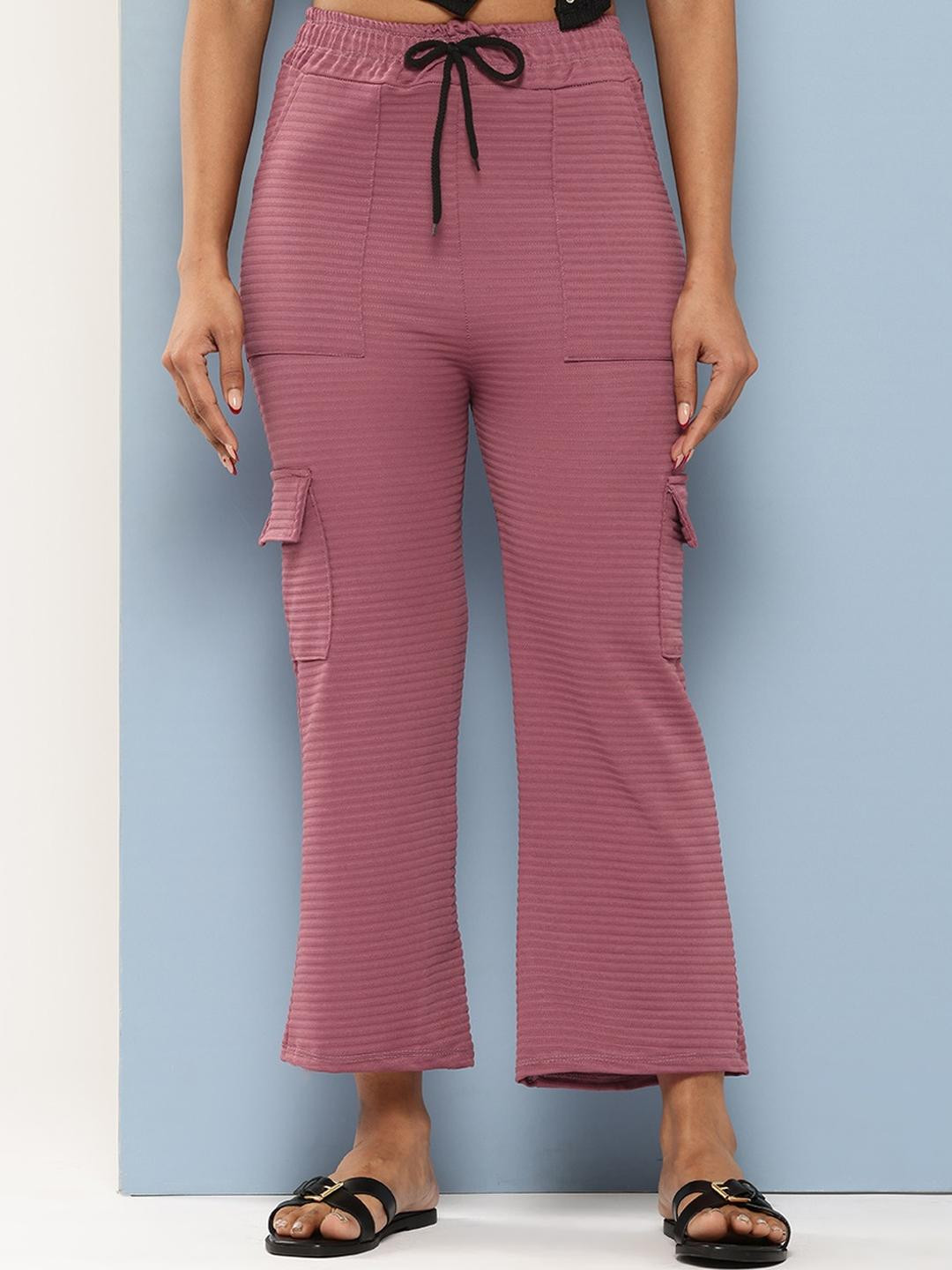 Girls Casual Pink Colour Solid Nylon Pant