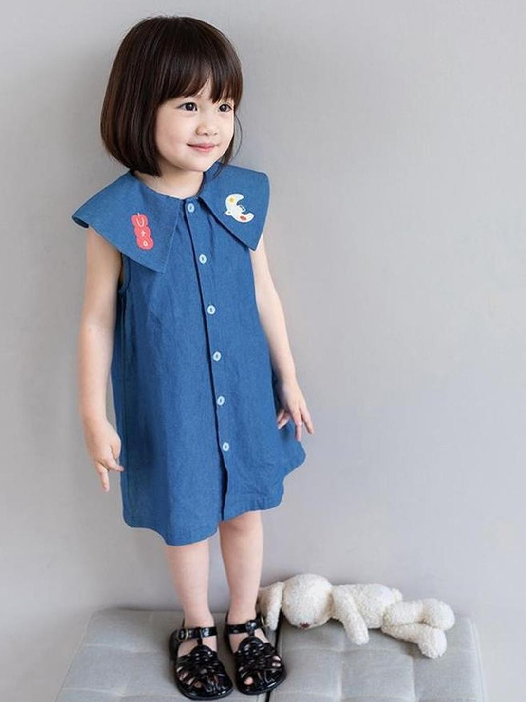 LULU & SKY Girls Keyboard Collar Cape Sleeves Shirt Dress