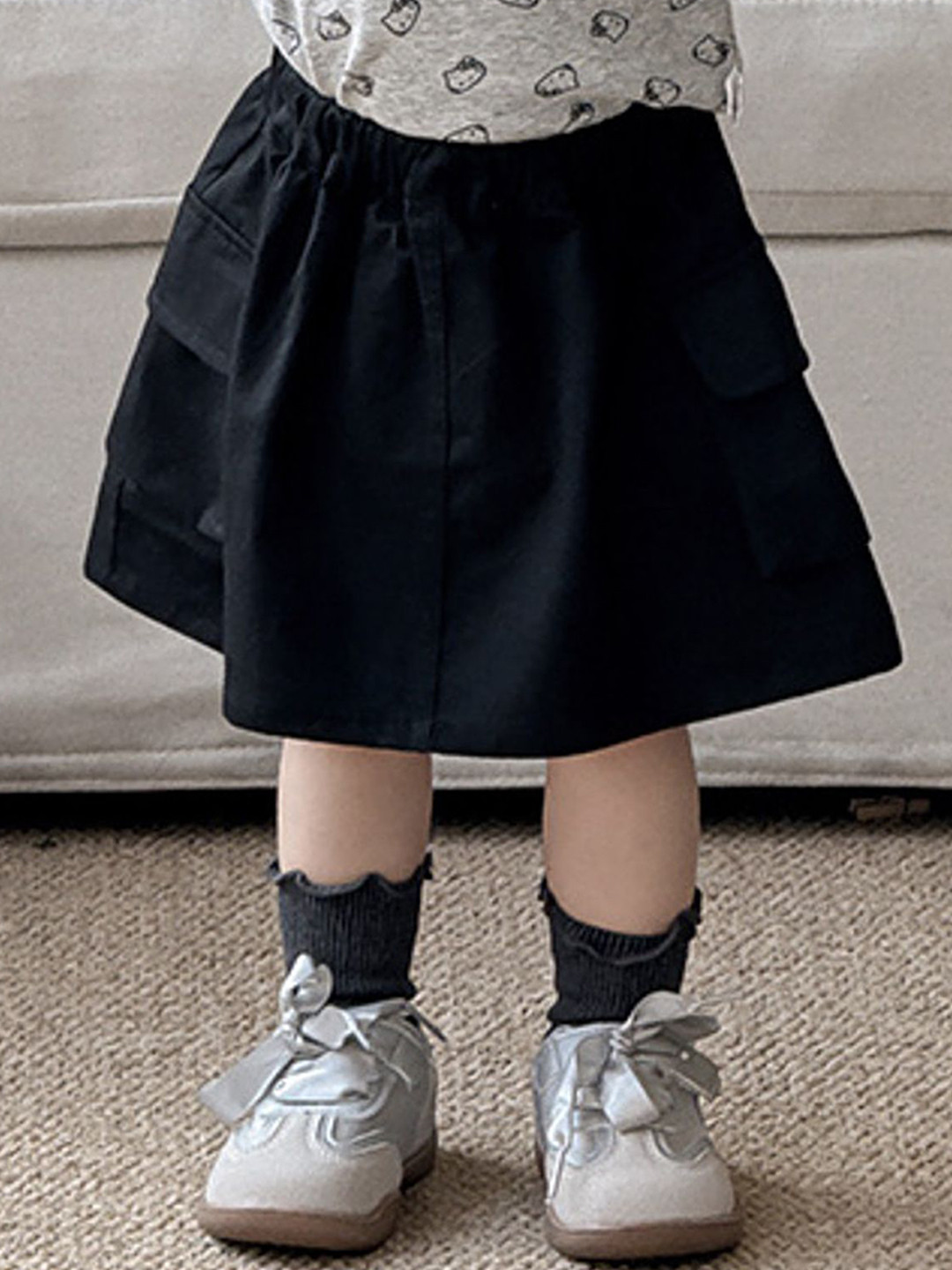 LULU & SKY Infant Girls Pure Cotton High-Rise A-Line Knee-Length Cargo Skirt