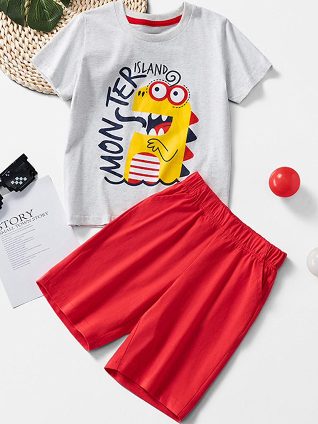 LULU & SKY Boys Cartoon Printed Pure Cotton Top With Capris