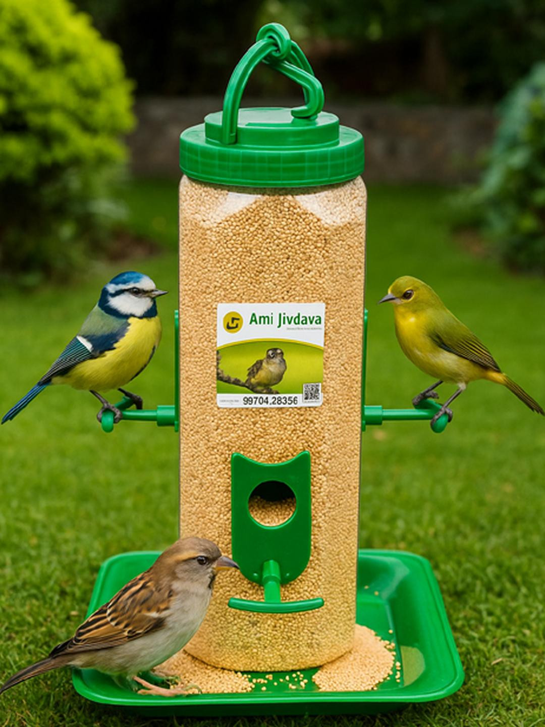 AMIJIVDAYA Green hexagon shape Bird Feeder.