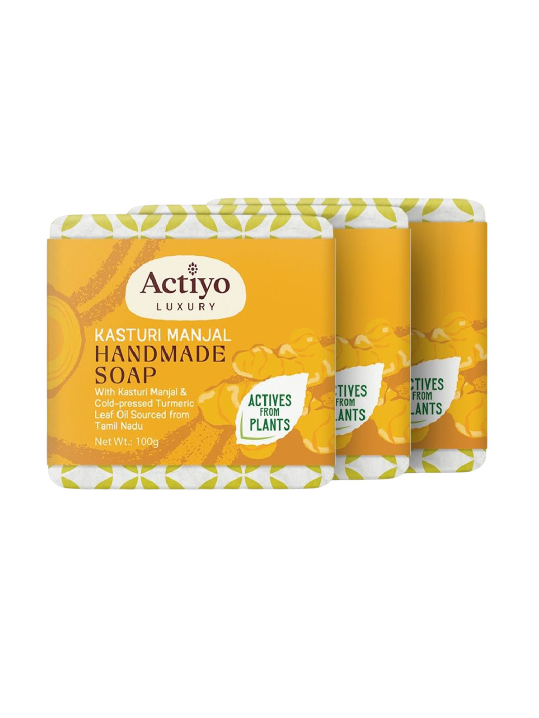 Actiyo Set Of 3 Kasturi Manjal Soap - 100 g Each