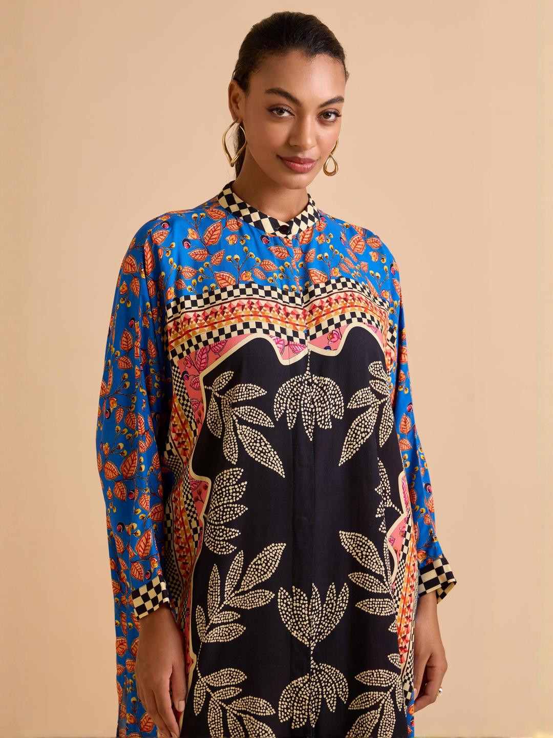 VERB BY PALLAVI SINGHEE Women Dulce Ethnic Motifs Printed Slits Detail Shift Midi Dress