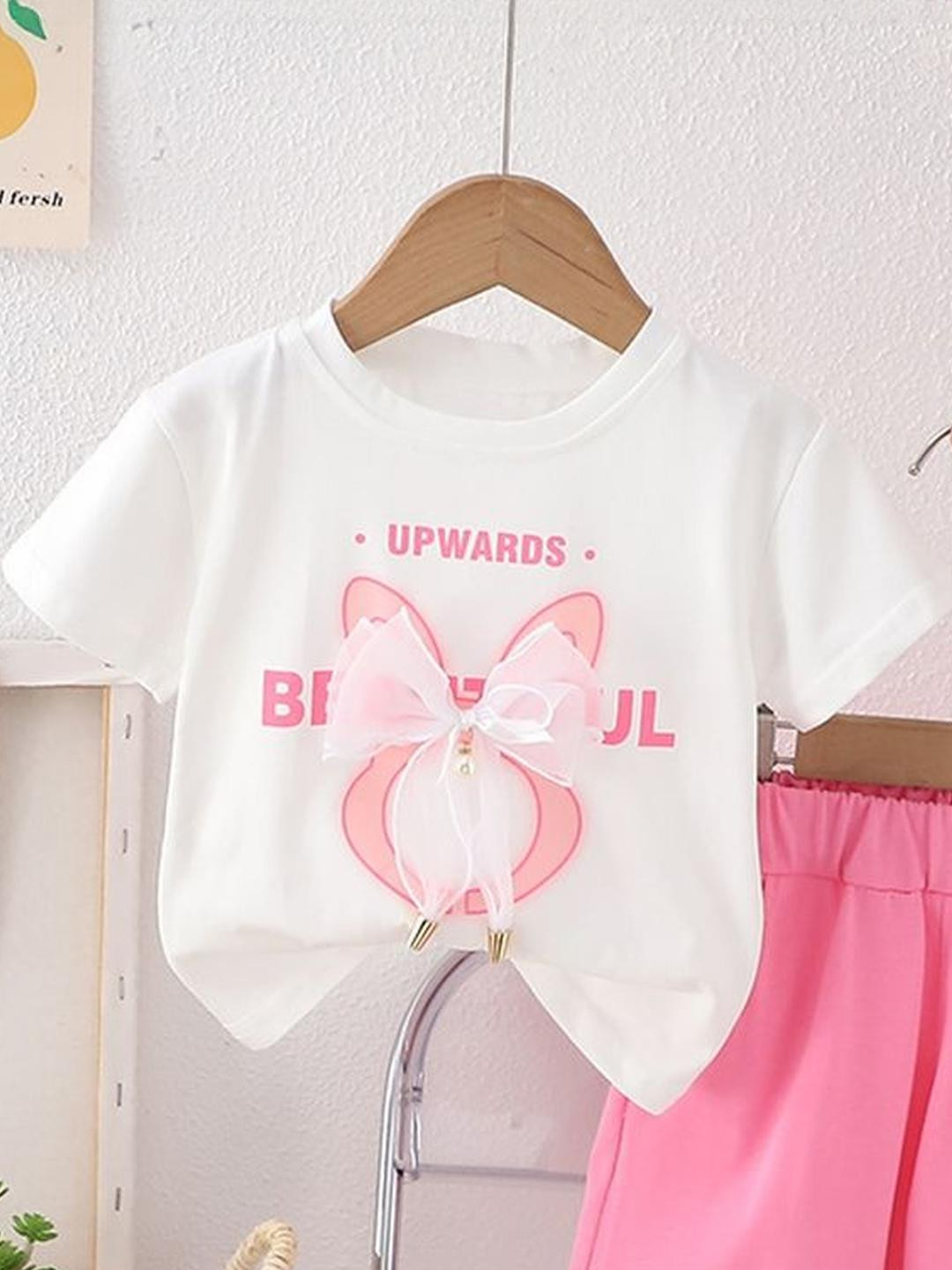 LULU & SKY Girls Printed Bow Detail T-shirt With Shorts