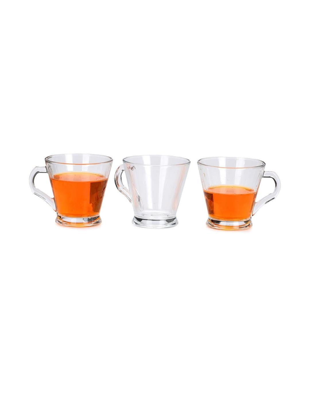 Somil Clear Glass Coffee & Tea Cup / Mug, Enjoy Your Drink in Style, Pack of 3, 150 Ml, 8.3 X 10.2 X 8 CM