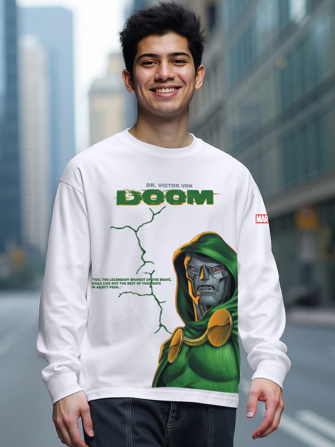 Bewakoof Men Doctor Doom Graphic Printed Round Neck Pure Cotton Oversized T-shirt