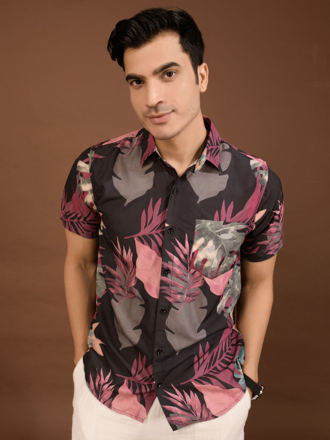 TANDUL Smart Tropical Printed Spread Collar Casual Shirt