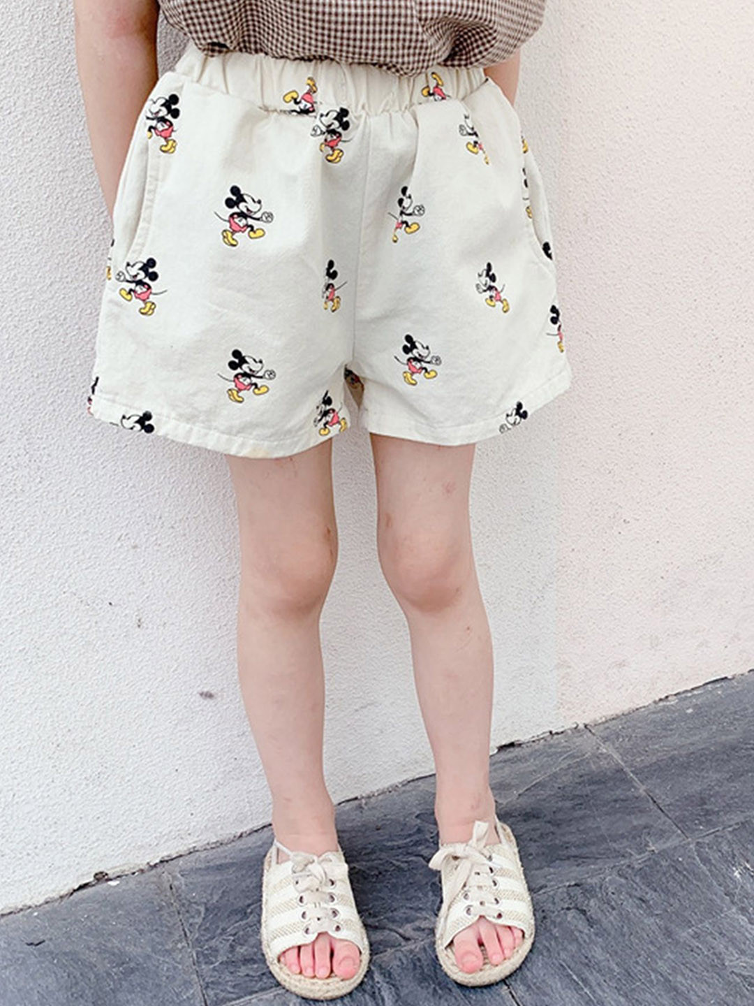 LULU & SKY Girls Mickey Mouse Cartoon Print Loose Fit Shorts
