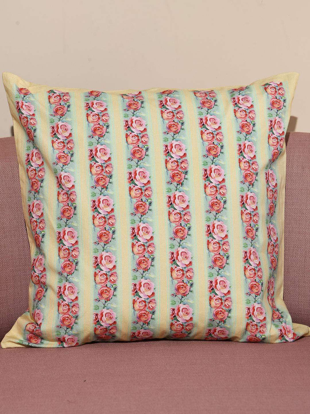 Crown of Poppies Yellow Floral Square Cushion Covers