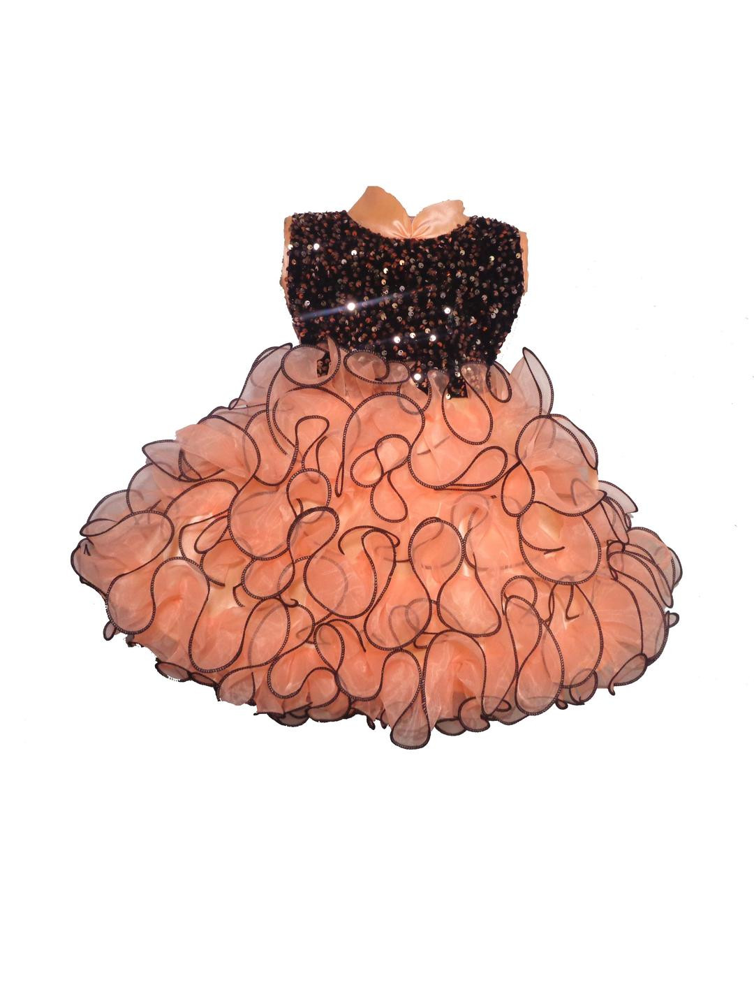 Samjho Fashion Girls Embellished High Neck Cotton Fit & Flare Maxi Dress