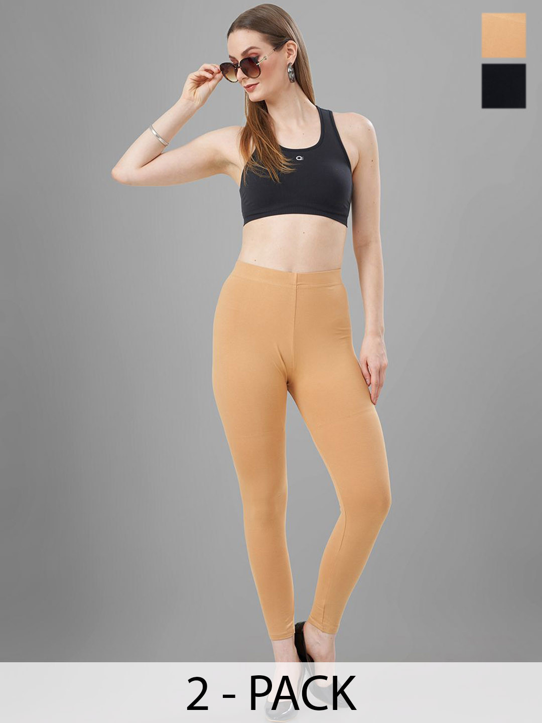 T19 Pack Of 2 4-Way Stretchable Ankle-LengthLeggings