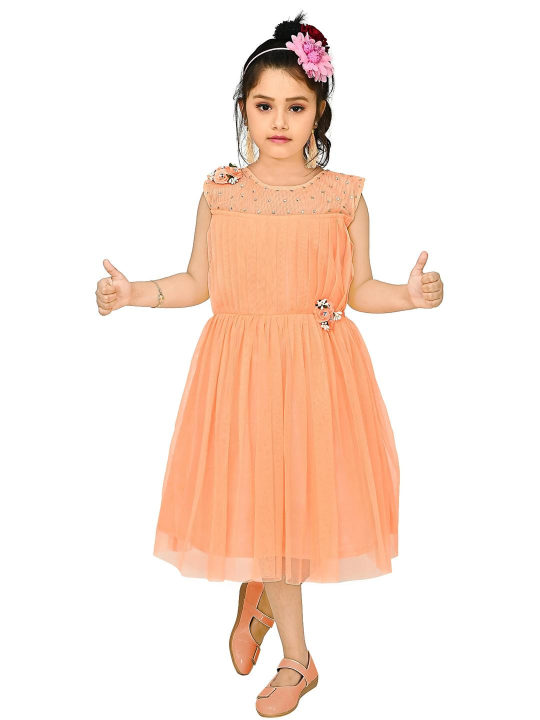 WILD EMPIRE Orange Cotton Dresses