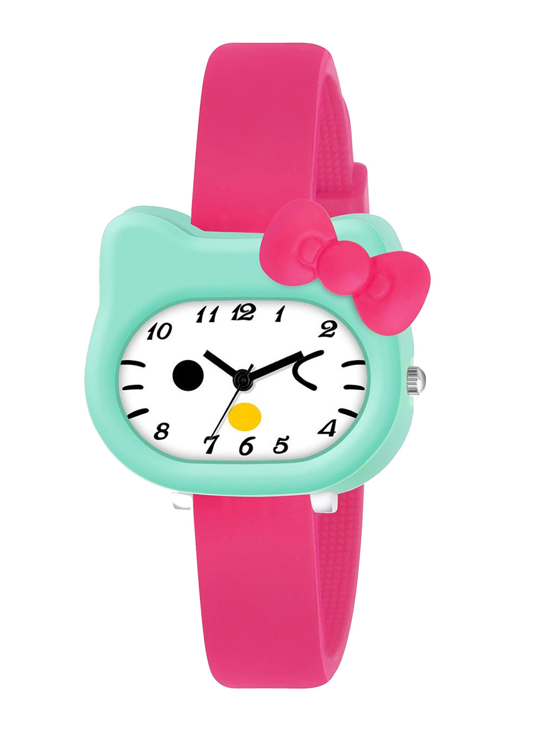 ON TIME OCTUS Girls Printed Dial & Straps Kitty Analogue Watch KD-013 DARK PINK