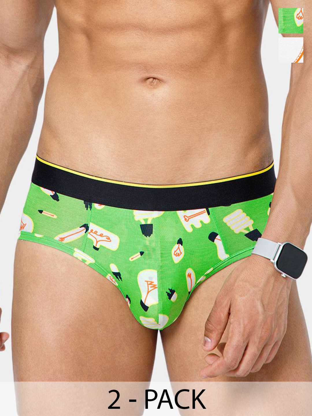 bummer Pack Of 2 Printed Low-Rise Basic Briefs BRCAWHE02L