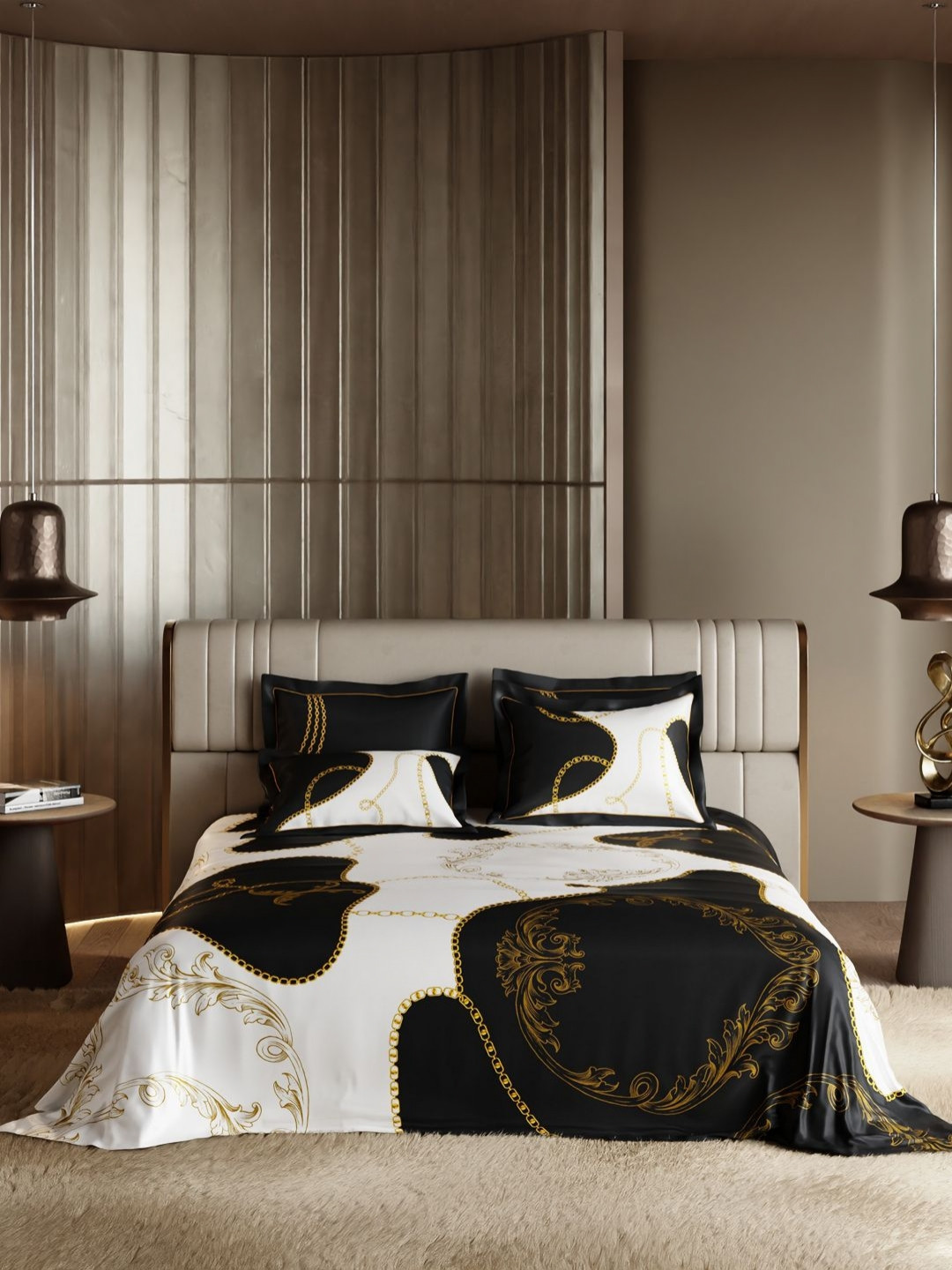 Stoa Paris Baroque 300TC Satin Fashion Finale Printed Super King Bedsheet & 4 Pillow Cover