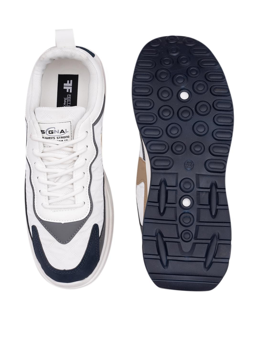 FEET FIRST Men White Mesh Breathable Upper Casual Shoes