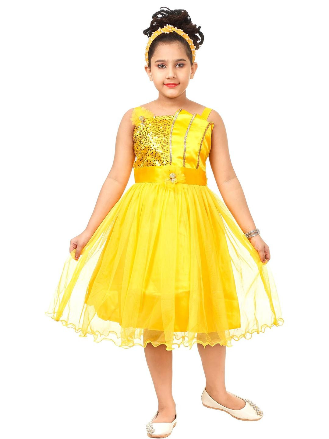 WILD EMPIRE Yellow Cotton Dresses