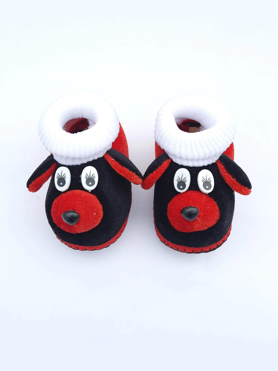 LMN CHILD CARE Kids Black Cartoon Character Cotton Booties