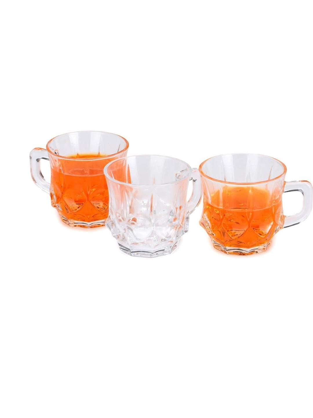 Somil Clear Glass Coffee & Tea Cup / Mug, Enjoy Your Drink in Style, Pack of 3, 100 Ml, 7.3 X 9.5 X 7 CM
