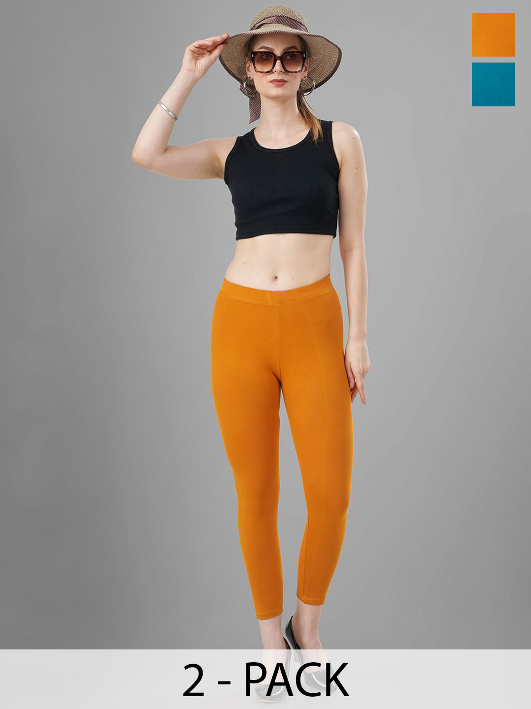T19 Pack Of 2 4-Way Stretchable Ankle Length Leggings