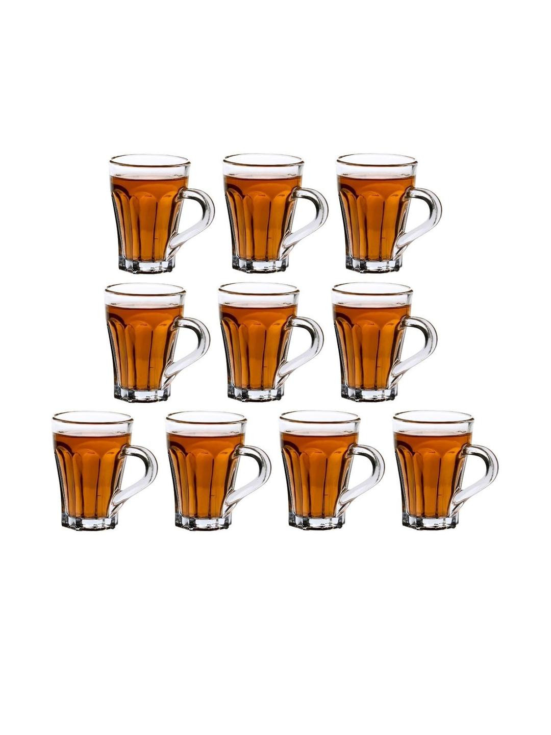 Somil Clear Glass Coffee & Tea Cup / Mug (100 Ml), Enjoy Your Drink in Style, 07 X 9.5 X 9.5 Cm, Pack of 10