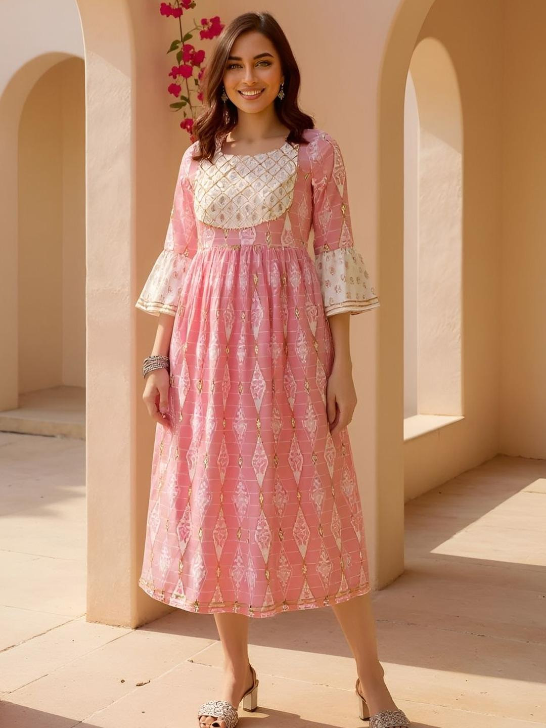 SZN Women Geometric Printed Daily A-Line Kurta