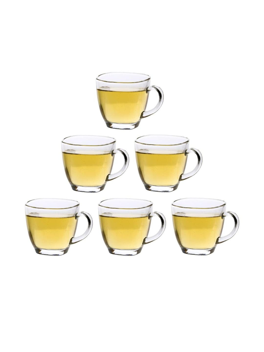 Somil Multipurpose Food Grade Designer Transparent, Tea / Coffee Cup, Set of 6, Capacity 180 ML, Clear, for Home, Kitchen, Office, Bar, Serving Water, Milk, Cold Drinks & Other Bavrage_G90