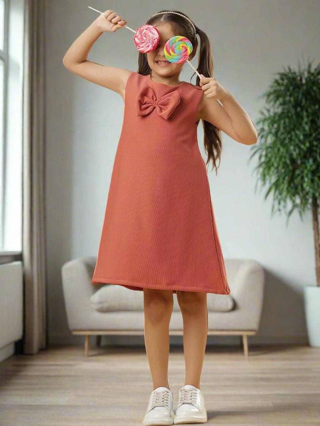 TeenTrums Ishki Pushki Girls Ribbed A-Line Dress