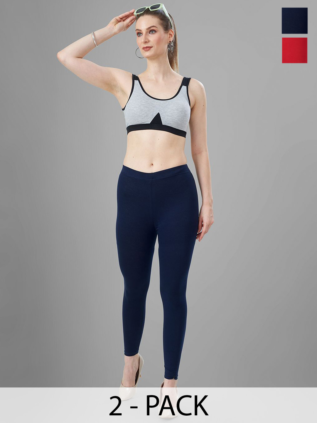 T19 Pack Of 2 4-Way Stretchable Ankle Length Leggings