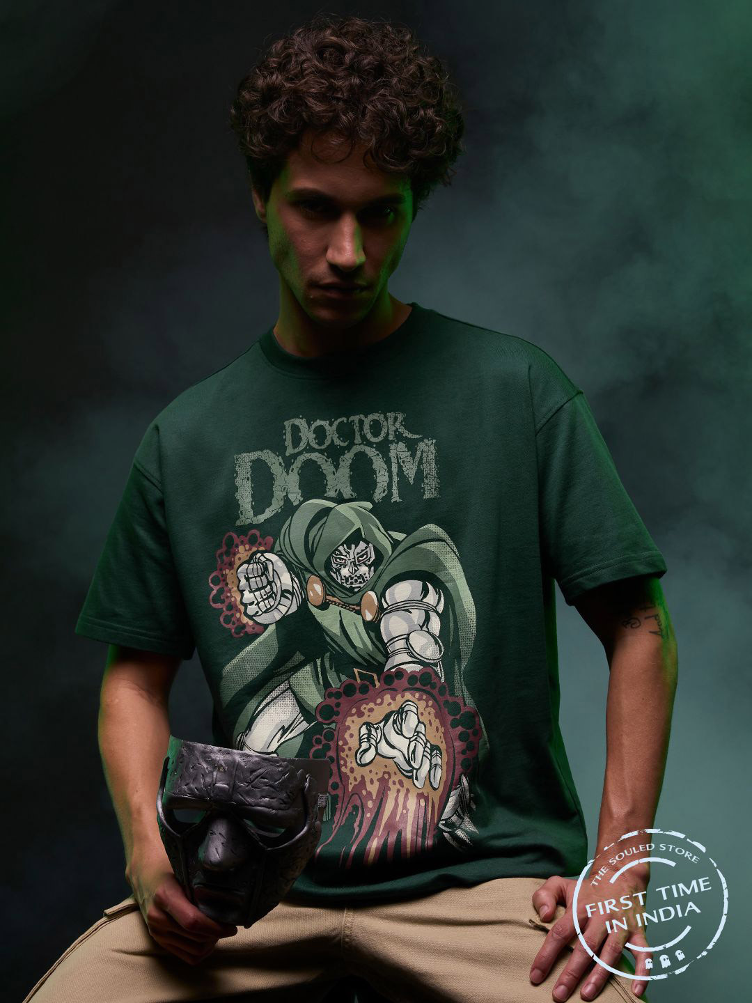 The Souled Store Official Men Doctor Doom: Destroyer Green Oversized Fit T-Shirt
