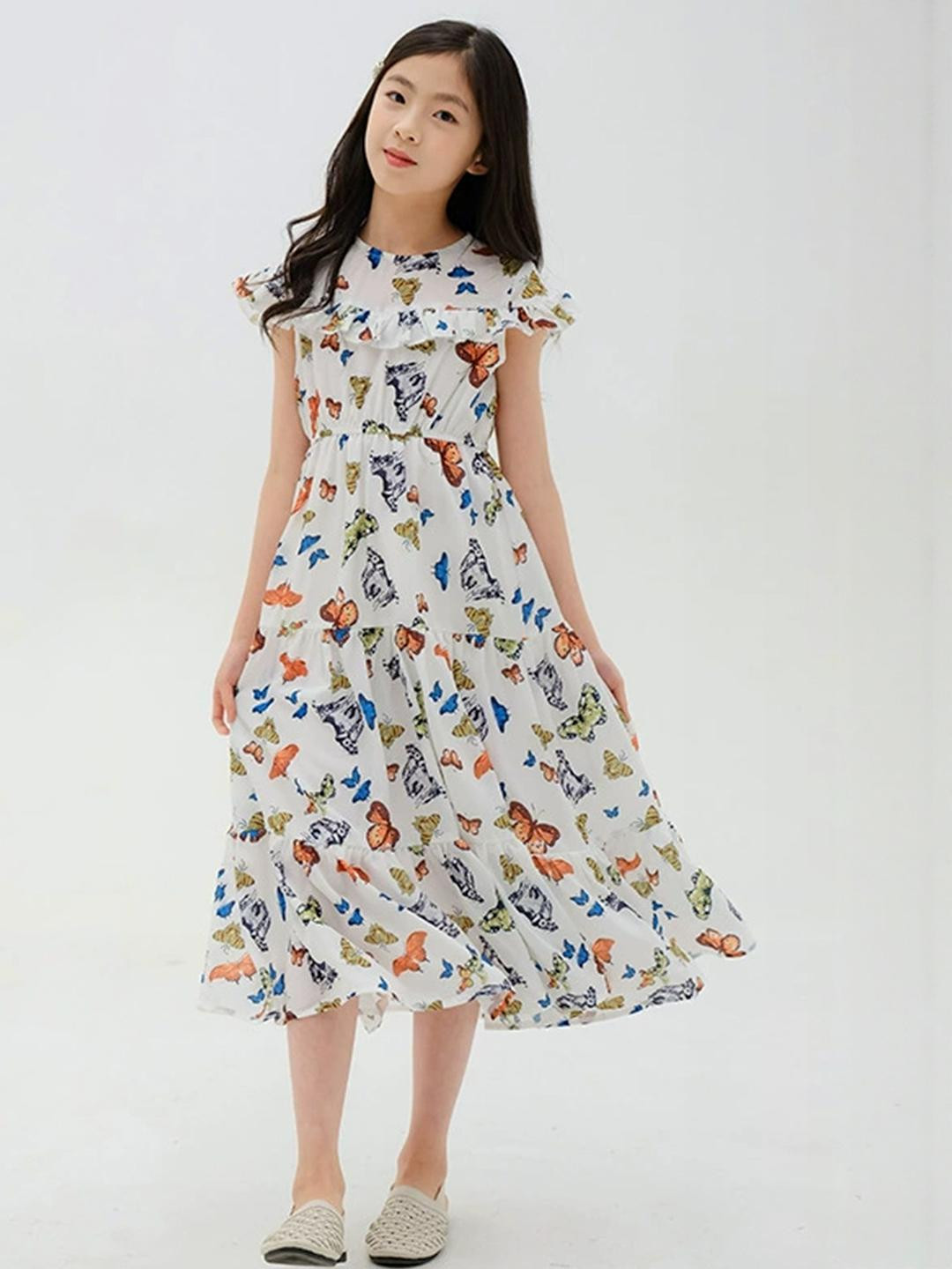 LULU & SKY Girls Novelty Printed Fit and Flare Midi Dress