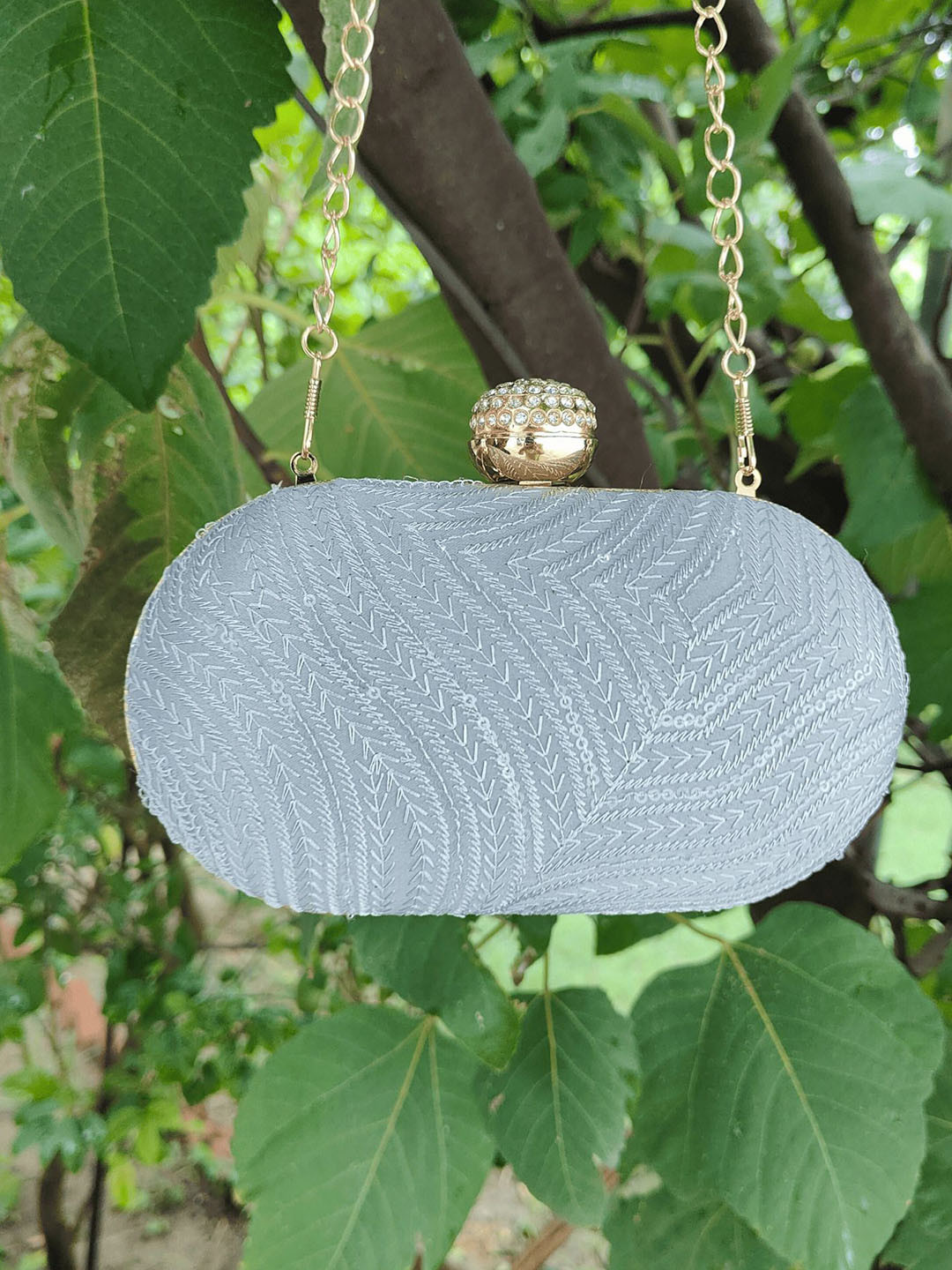 A Clutch Story Women Textured Structured Embroidered