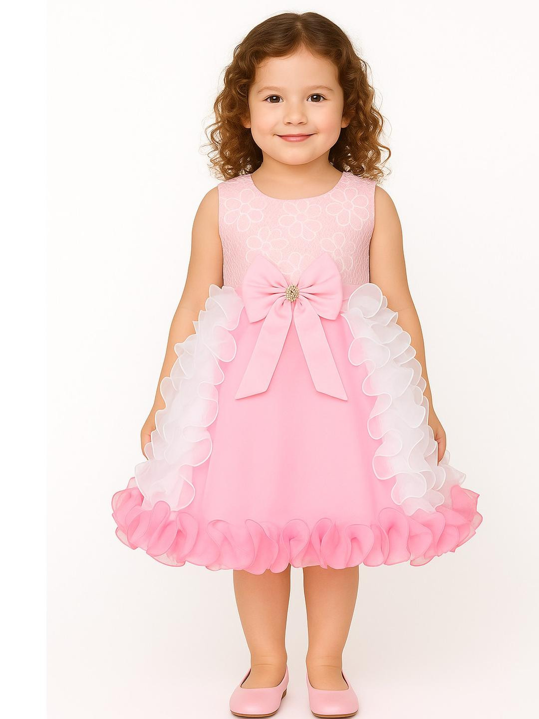 My Lil Princess Kids-Girls Pink Other Embellished Fit and Flare Dress