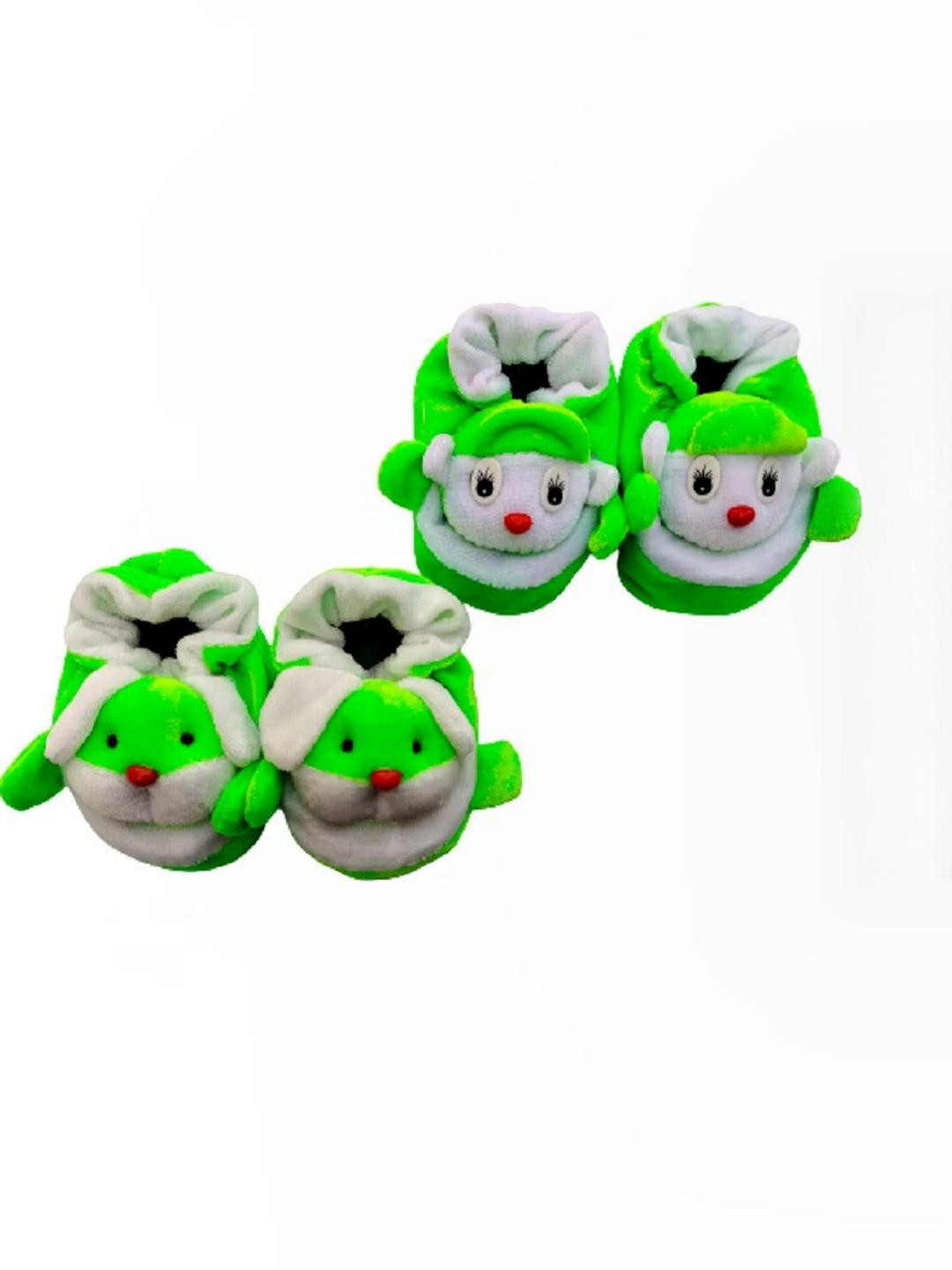 LMN CHILD CARE Green Unisex Kids Cotton Booties