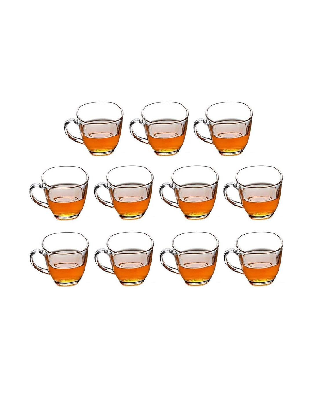 Somil Clear Glass Coffee & Tea Cup / Mug (100 Ml), Enjoy Your Drink in Style, 16.7 X 9 X 6.5 Cm, Pack of 11