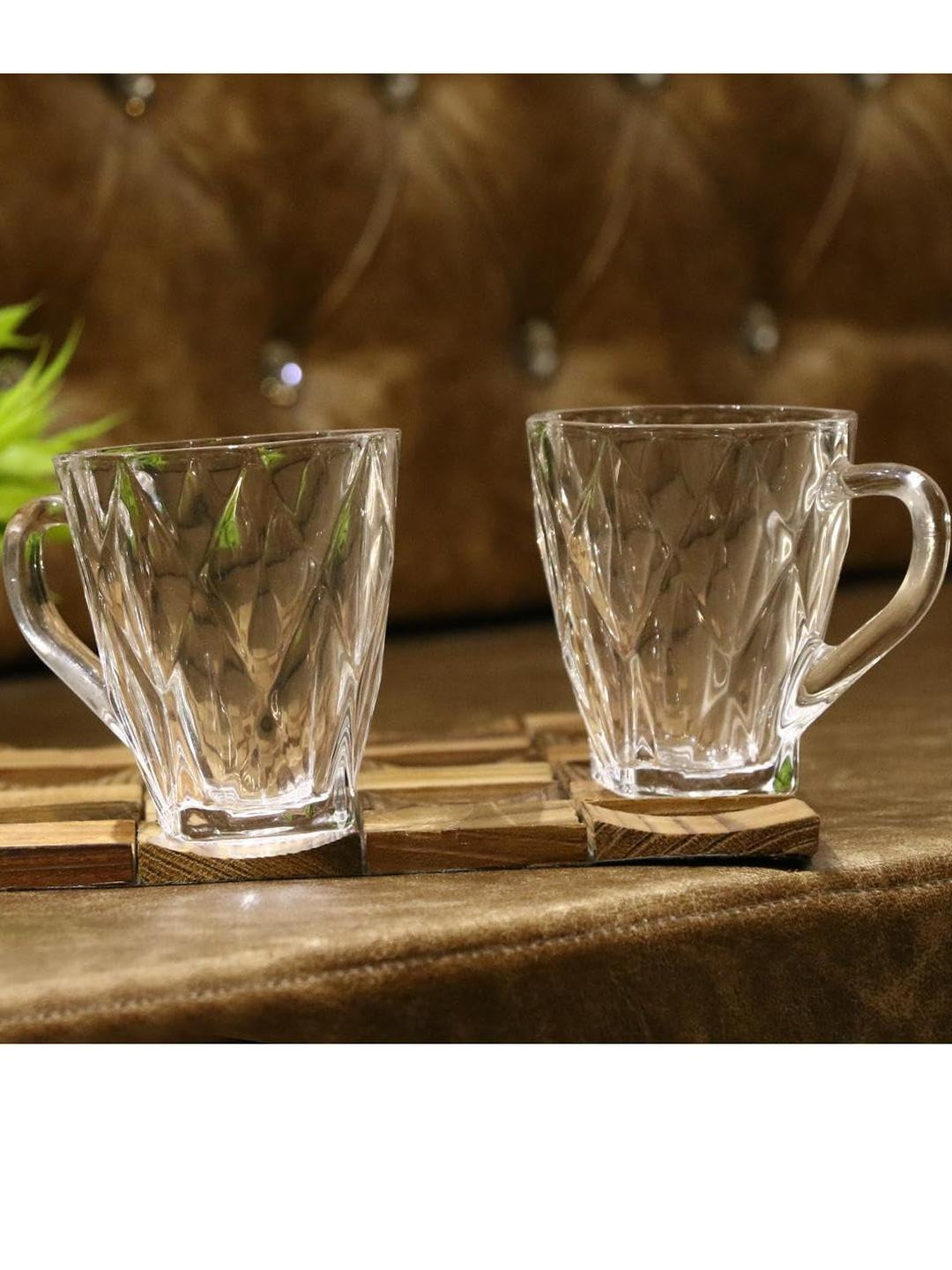Somil Clear Glass Coffee & Tea Cup / Mug, Enjoy Your Drink in Style, Pack of 2, 140 Ml, 7.5 X 10.3 X 9 CM