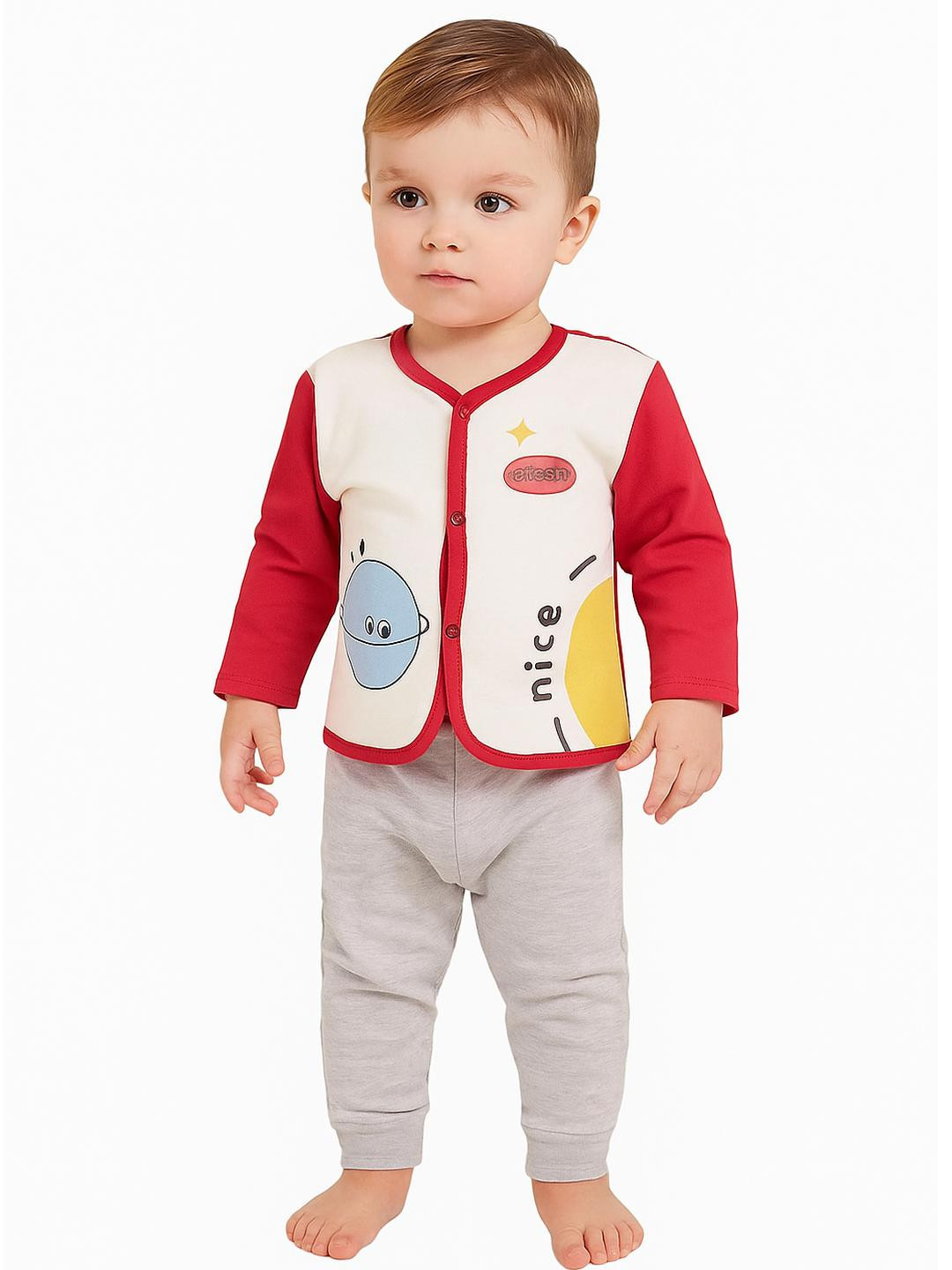 BABY LOOKS Kids-Unisex Red Wool Blend Clothing Set