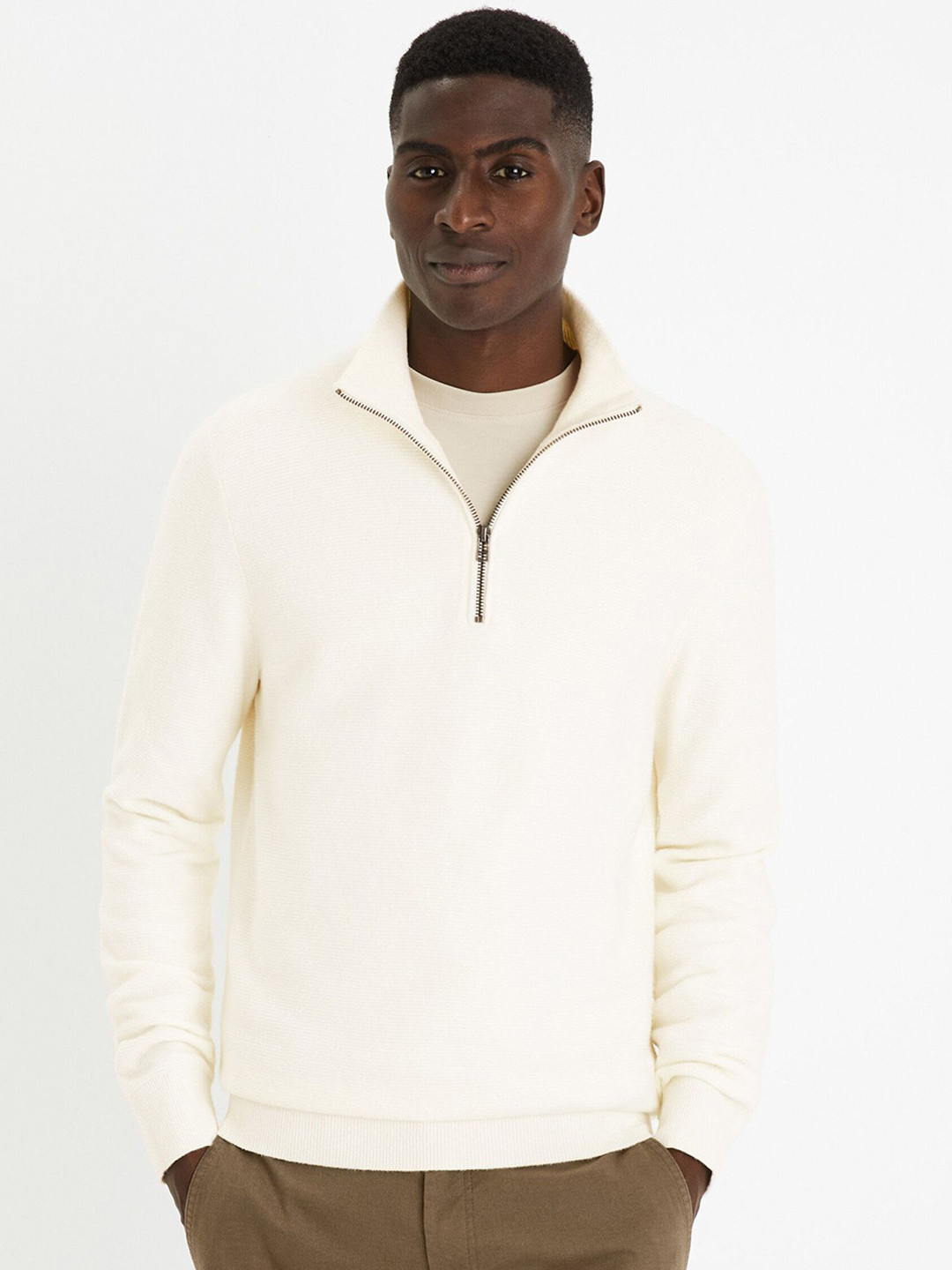 PAKLON Mock Collar Fleece Crop Tailored Jacket