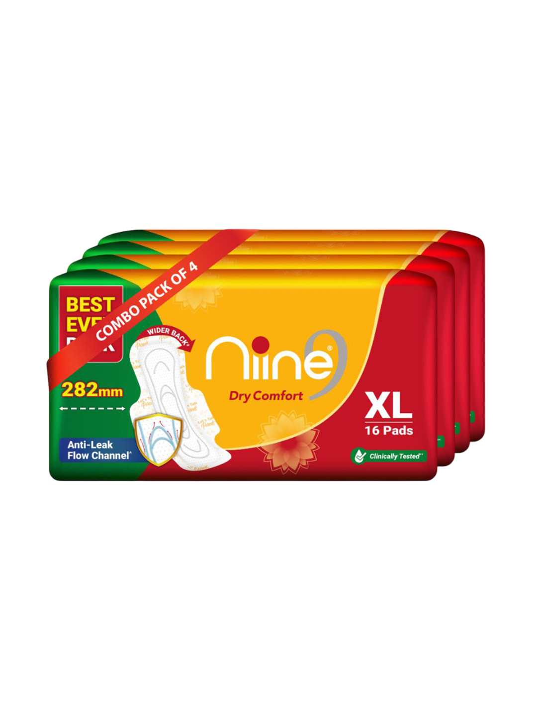 Niine Set Of 4 Dry Comfort Ultra Thin Sanitary Pads XL - 16 Pads Each