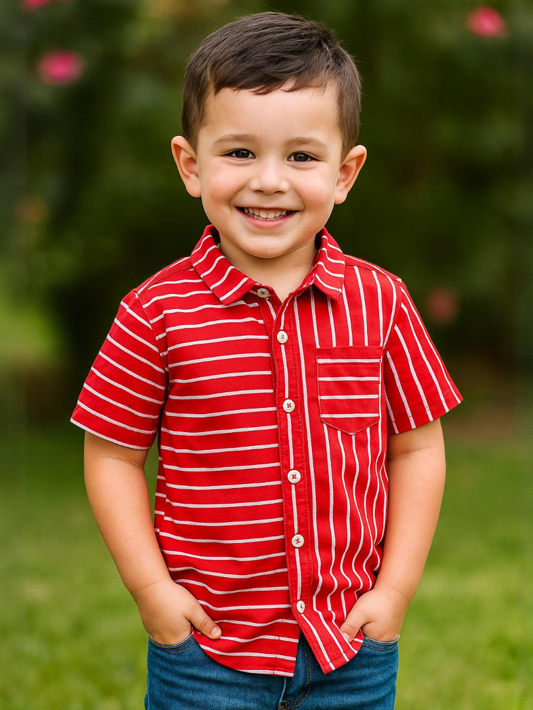 AMBARDI FASHION Boys Classic Striped Cotton Casual Shirt