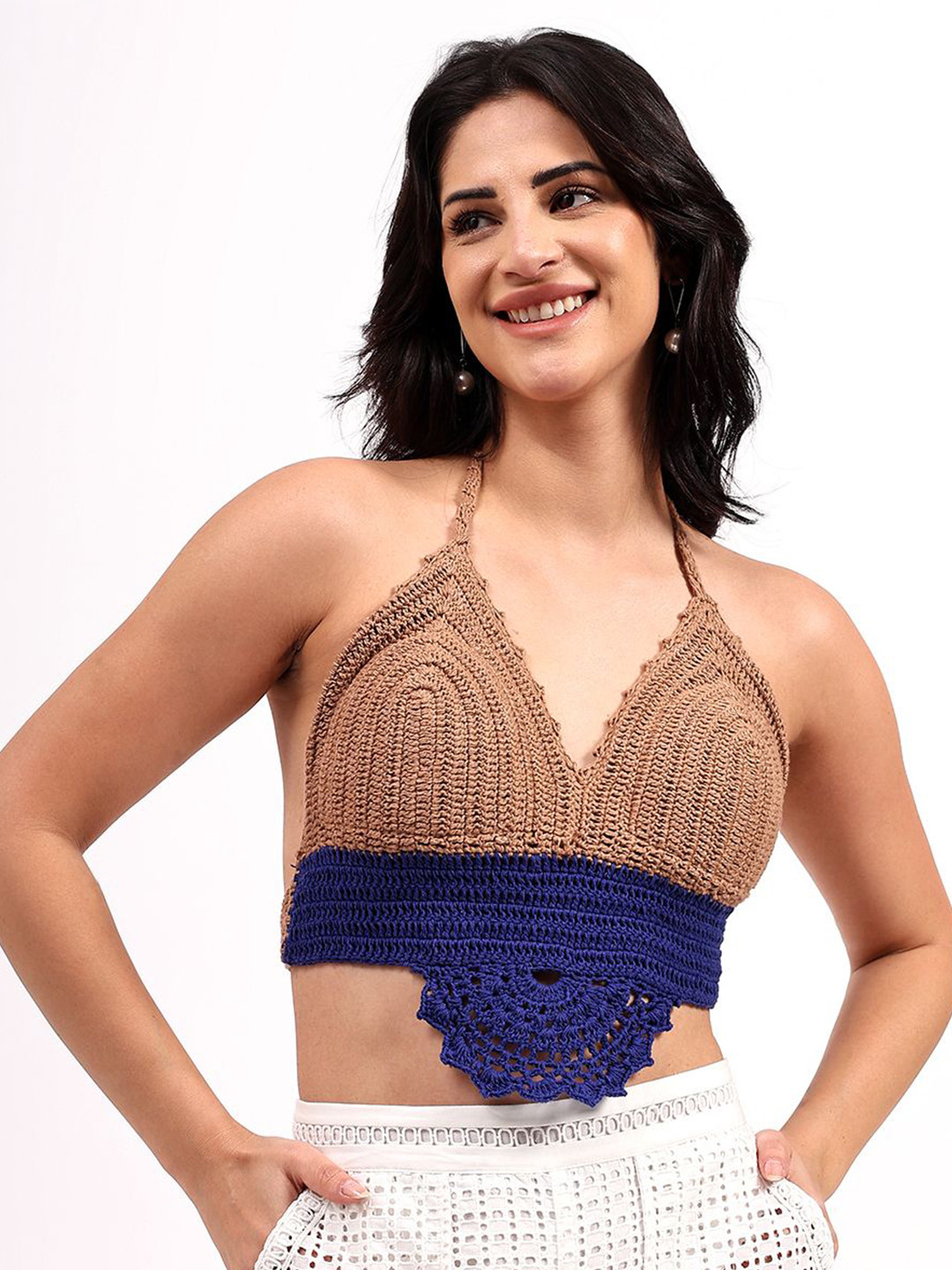 Velvery Floral Bralette Bra Medium Coverage Crochet Lightly Padded