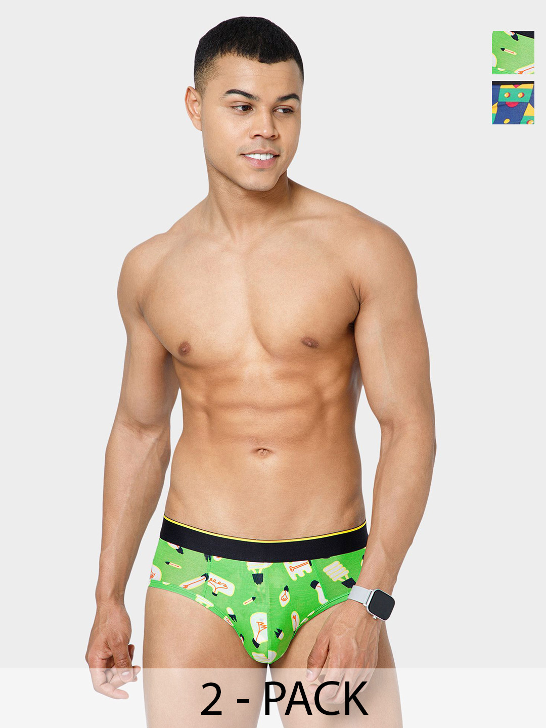bummer Pack Of 2 Printed Basic Briefs BRCALZ02S