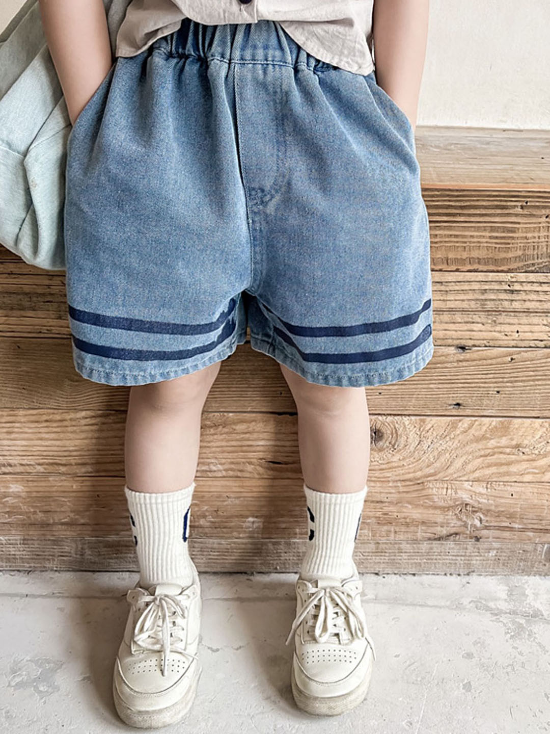 LULU & SKY Kids Mid Rise Loose Fit Denim Shorts