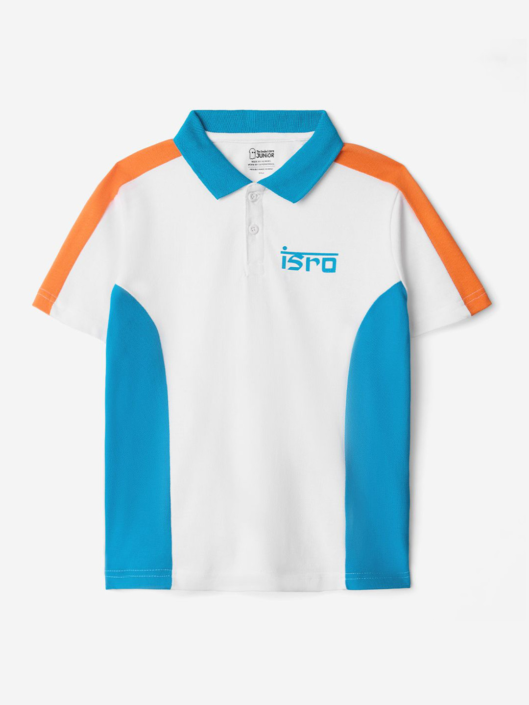 The Souled Store Boys Isro Space Science Typography Printed Cotton Polo Collar T-shirt