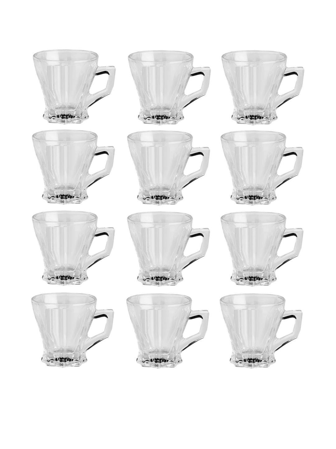 Somil Clear Glass Coffee & Tea Cup / Mug (120 Ml), Enjoy Your Drink in Style7.8 X 9.7 X 8 Cm, Pack of 12