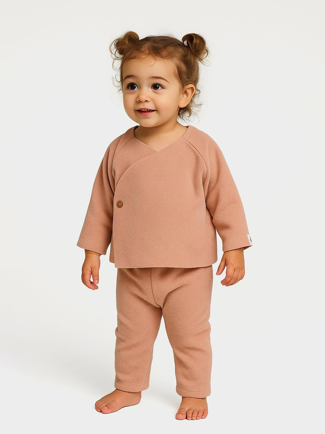 MiArcus Pink Long Sleeves Solid Wrapover T-shirt & Pyjama Set