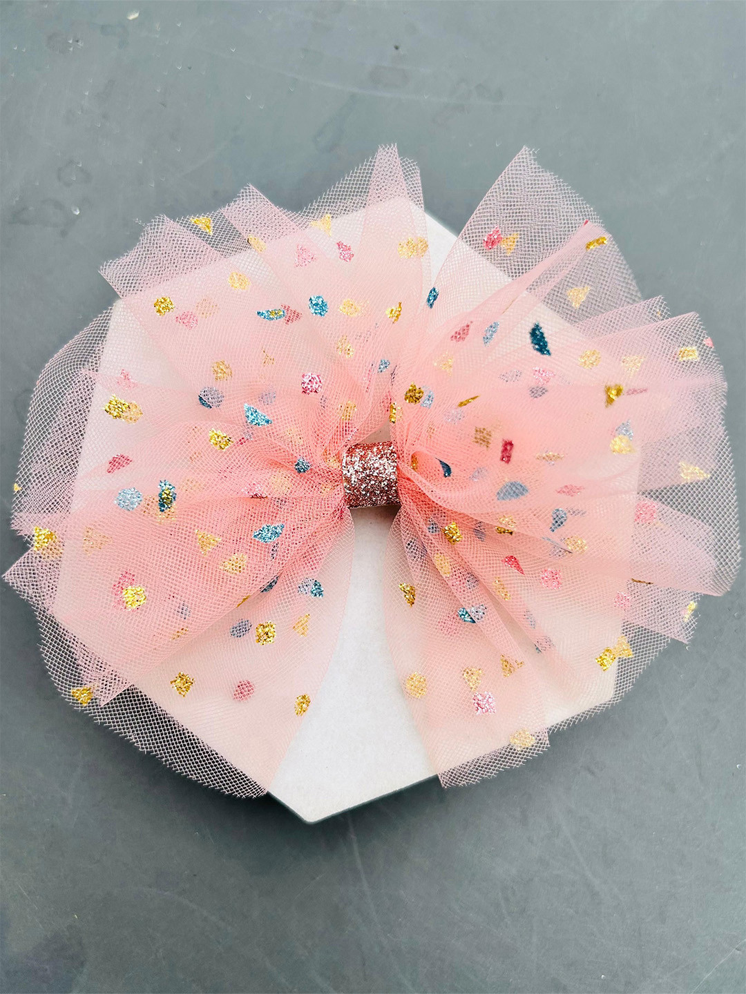 Radhya Accessories Women Pastel Confetti Tulle Hair Bow Clip