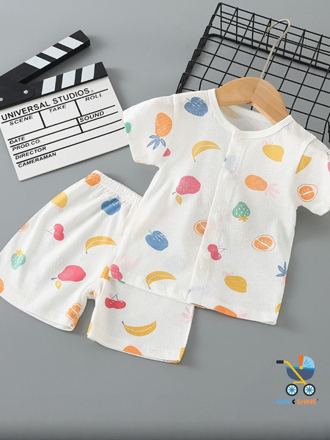 Sun & Shine Kids-Unisex White Pure Cotton Clothing Set