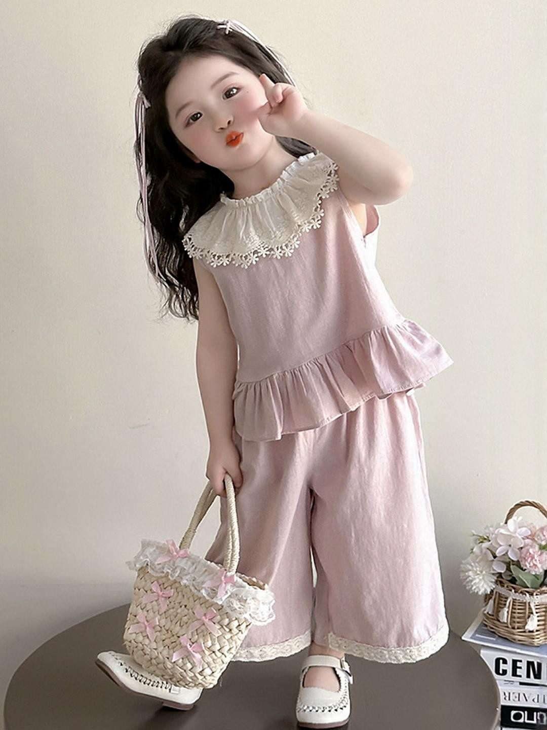 LULU & SKY Girls Lace Detail Sleeveless Top With Palazzos