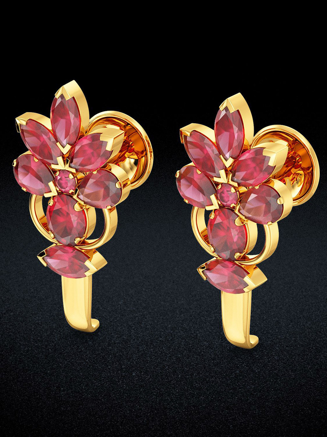 Joyalukkas Fab Gemstone Floral Stud Earring-4.42 gms